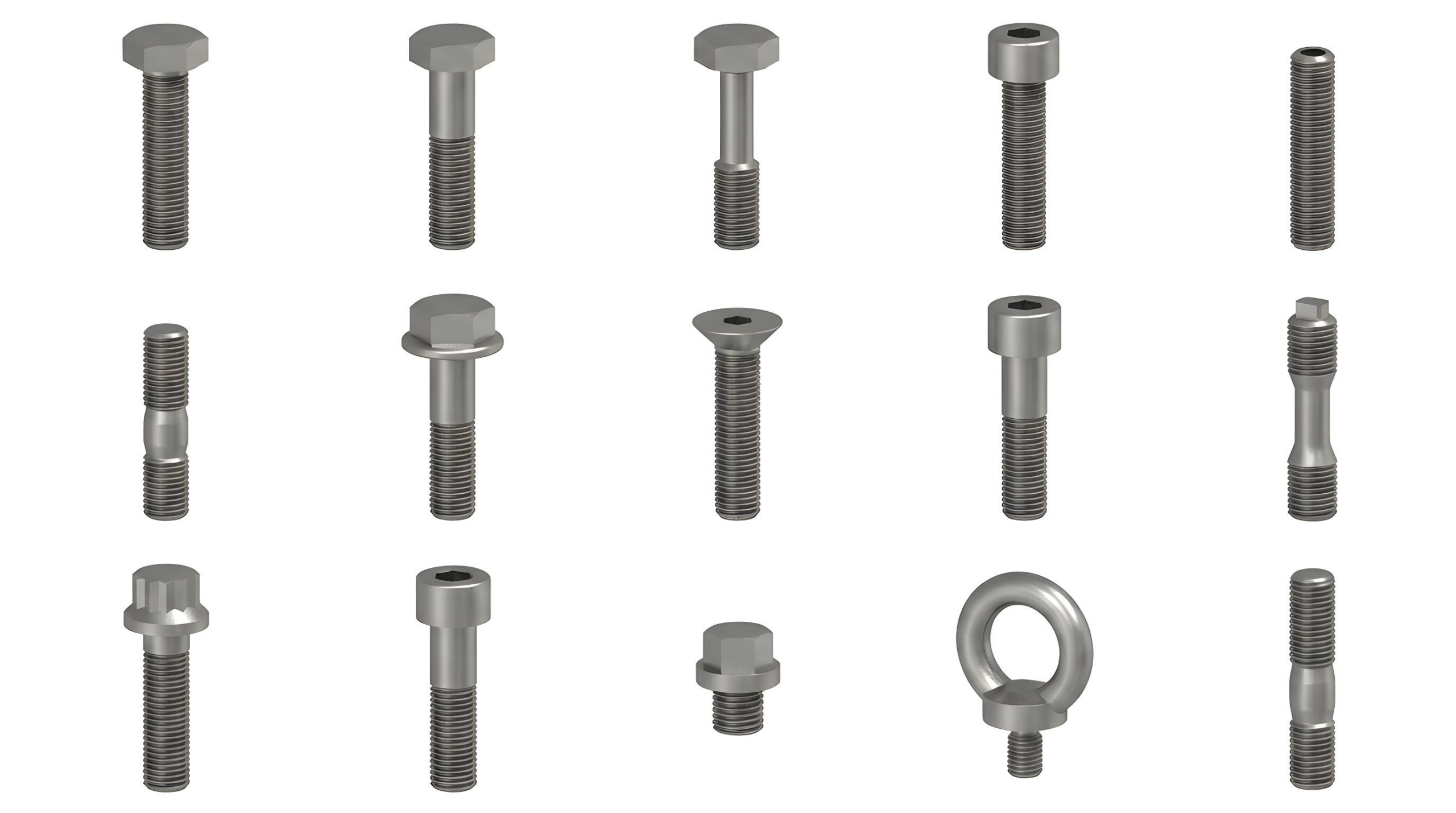 Various types of screws for screw design in MDESIGN